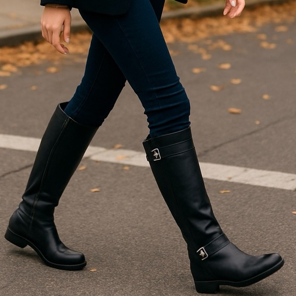 Baretraps Carmen Black Knee-High Boots | Size 11 | Vegan Leather | New in Box - Picture 1 of 11